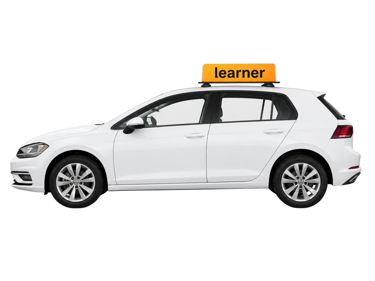 Modern learner driving school car with L-plate roof sign